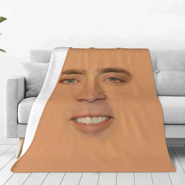 Nicolas Cage Full Face Wool Blanket Novelty Throw Blanket for Home Rug PieceXJ241101