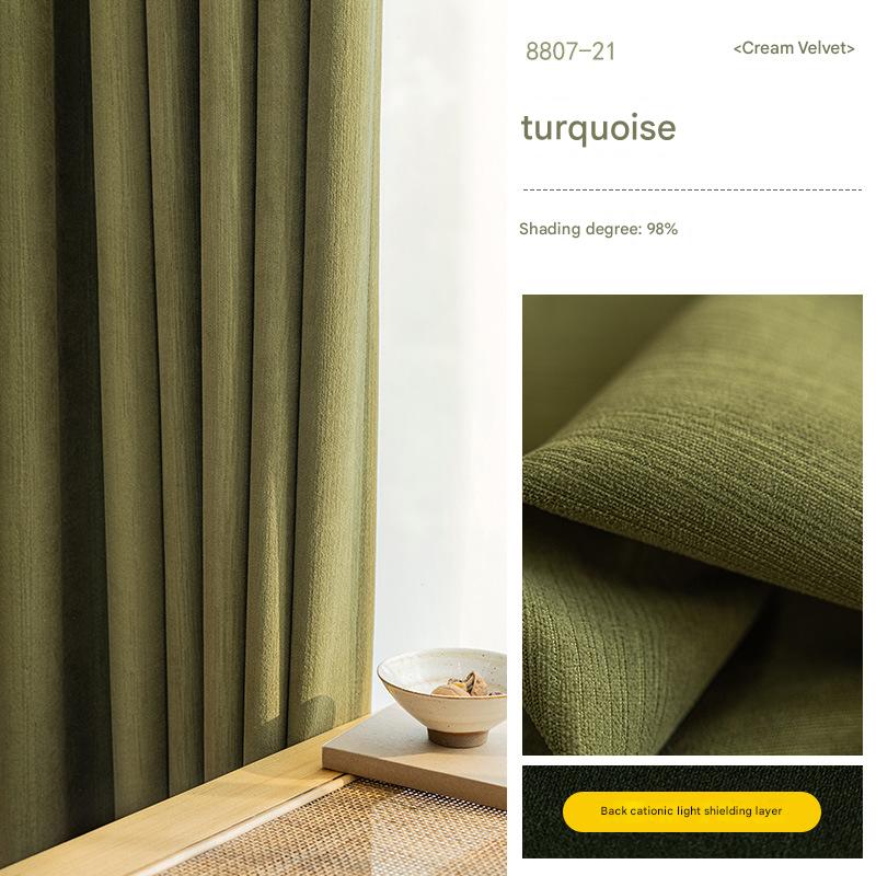 YL-34521 Free shaped cream velvet full blackout chenille curtain for bedroom and living room hook-style French light luxury cream style
