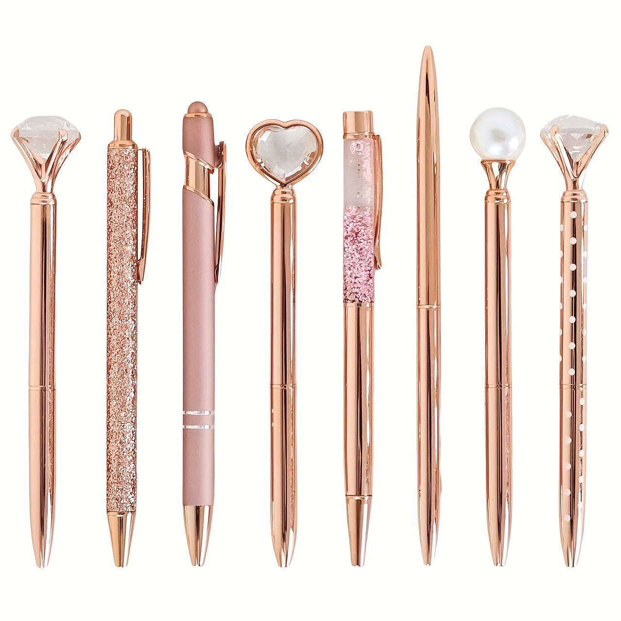 TEMU 8pcs Luxury Ballpoint Pens Set Purple Glitter Metal Pens For Women Elegant Wedding And Birthday Gifts Journaling Supplies With Black Ink For