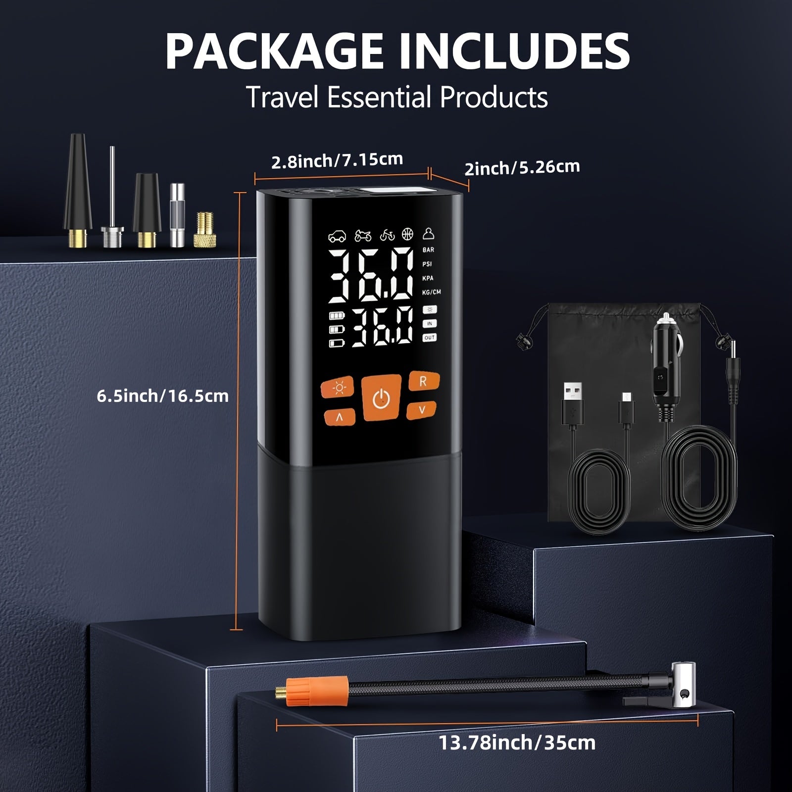 TEMU Tire Inflator Portable Air Compressor, 150psi Air Pump For Car Tires, Cordless Air Compressor With Inflation And Deflation , 12v Tire Pump For