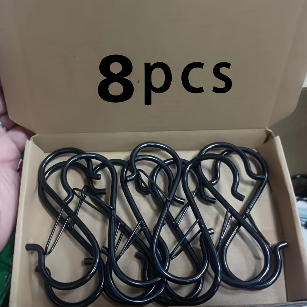 TEMU 8-18-pack Heavy-duty Metal S-hooks With Secure Locking Latch - Multipurpose Hanging Hooks For Closet Organization, Kitchen Tools, Pots & Pans -