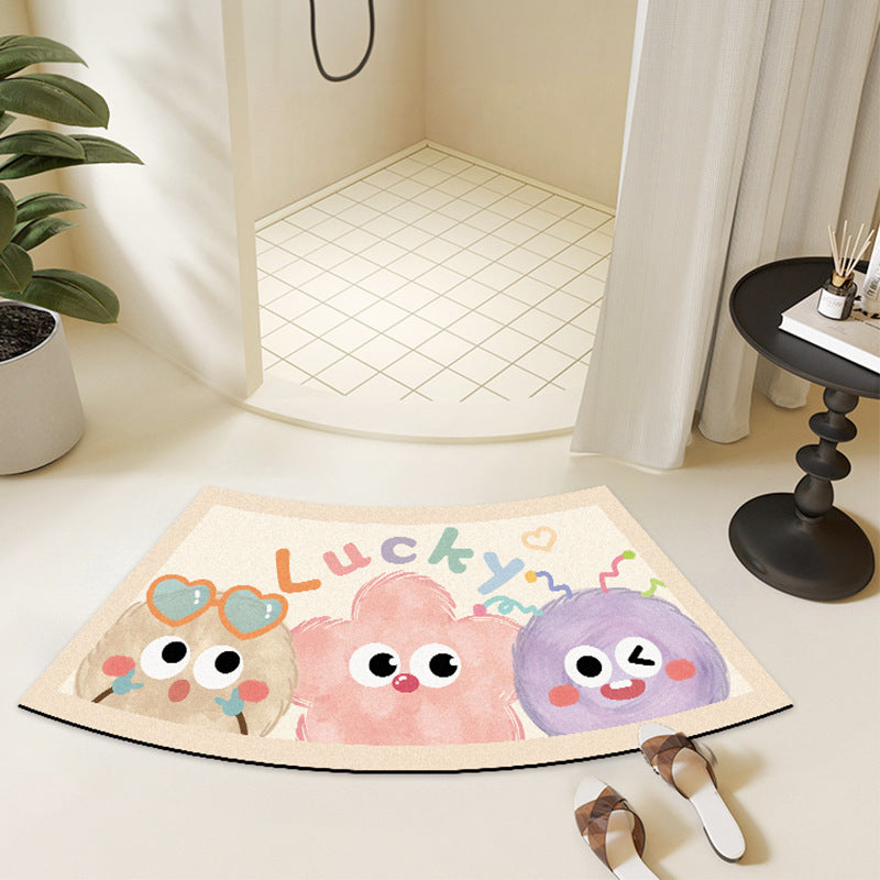 Cartoon Bathroom Curved Floor Mat Cream Style Bathroom Door Absorbent Mat Quick-drying Cute Household Foot Mat