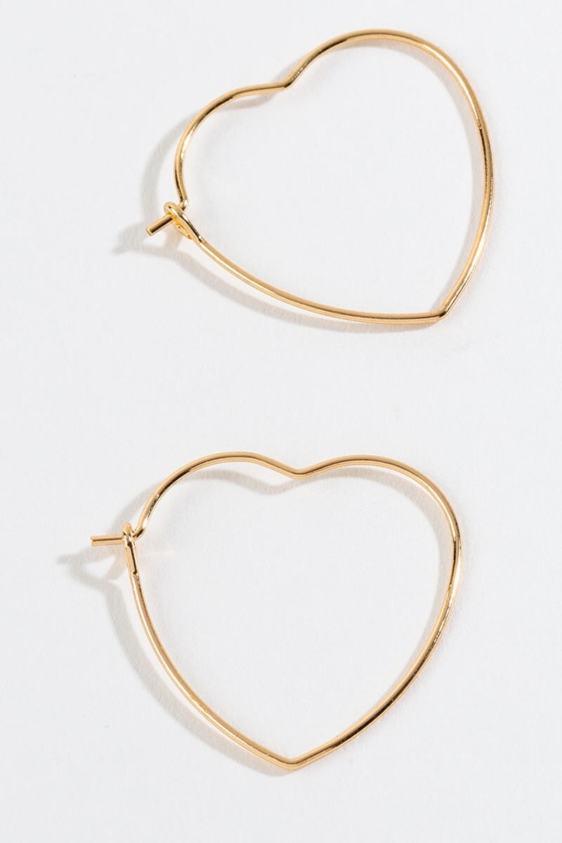 Women's Katherine Heart Hoops in Gold by Francesca's - Size: One Size