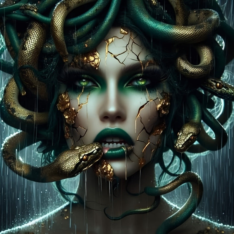 TEMU Medusa 5d Diy Diamond Painting Kit - Round Embroidery Art, Frameless Canvas Wall Decor Craft, Perfect Gift Idea