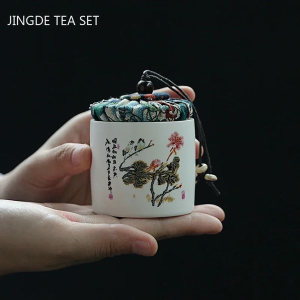 Creativity Ceramics Tea Boy Tieguanyin Storage Can Portable Travel Tea Box Sealed Coffee Powder Tea Can Spice Organizer 240827