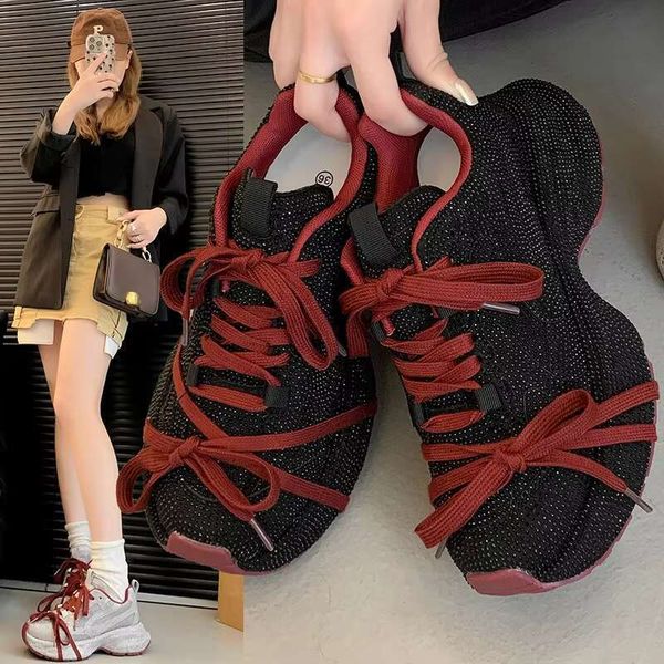 High Quality Thick Bottom Lace-up Full Dia Color Matching Fashion All Comfortable Non-slip Breathable Sports Women&#039;s Shoes