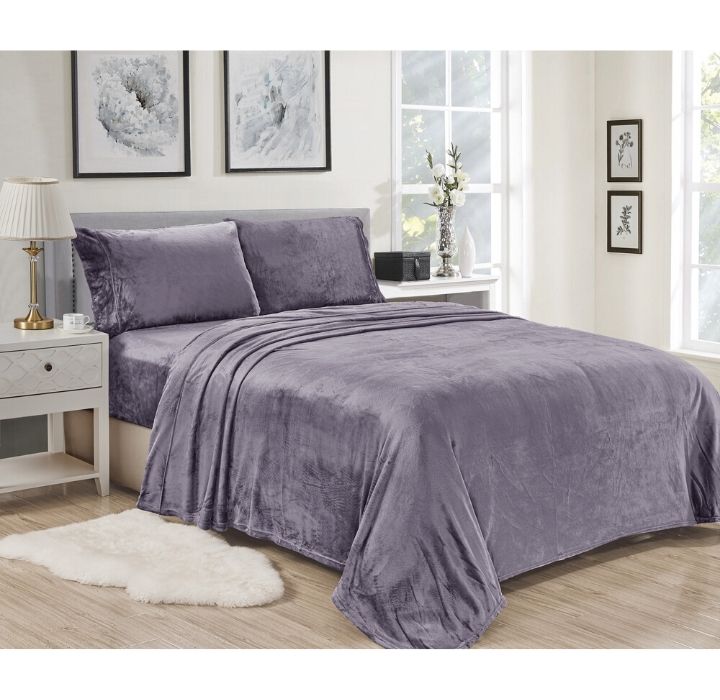 Noble House Lavana Microplush Fitted Sheet-Pillowcase Set - King - Lavender