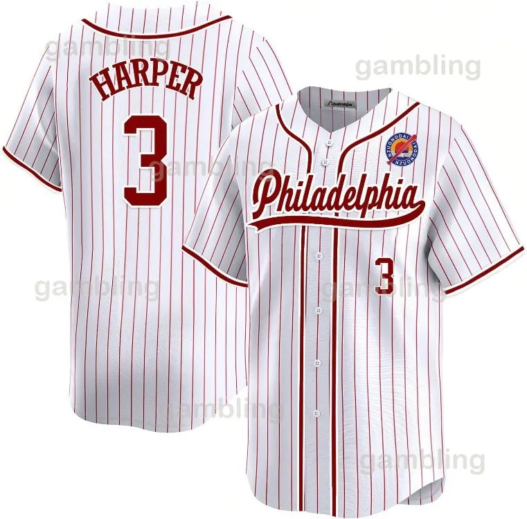 Mens-Youth-Women Baseball ed Jerseys Trea Turner Herper Kyle Schwarber J.T. Realmuto Alec Bohm Nick Castellanos Aaron Nola Designer Jersey