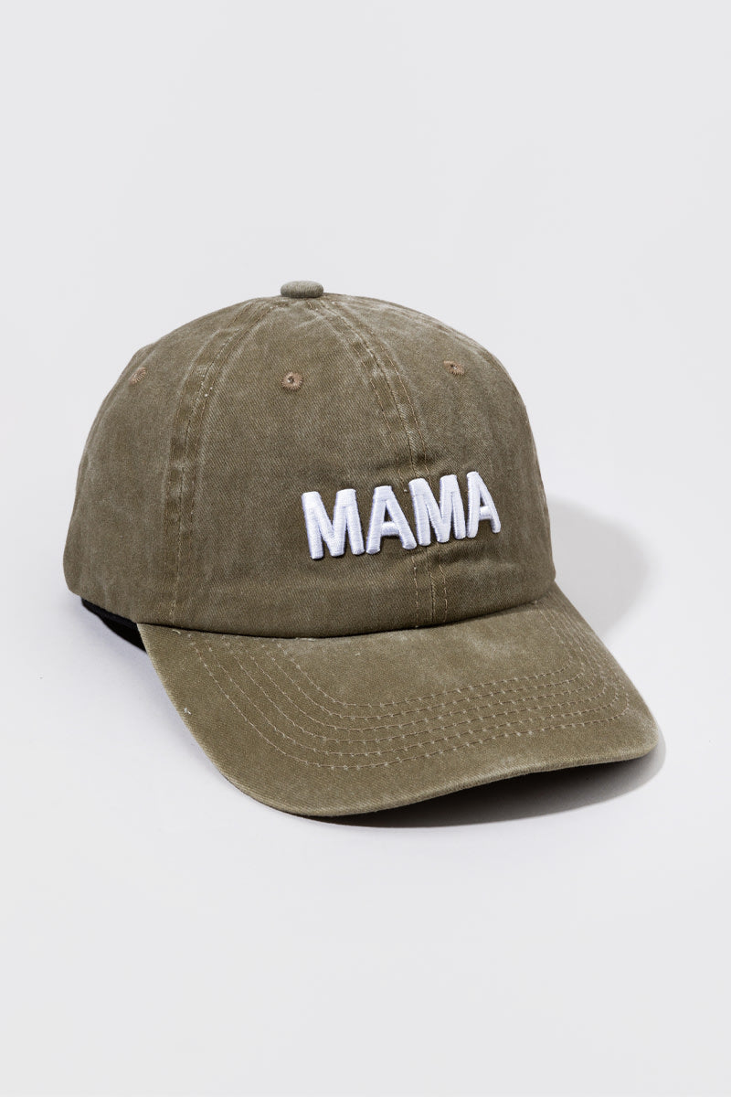 Women's MAMA Script Baseball Hat in Olive by Francesca's - Size: One Size