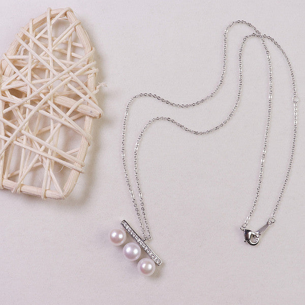 Collares colgantes de perlas naturales de agua dulce de 3 ronda