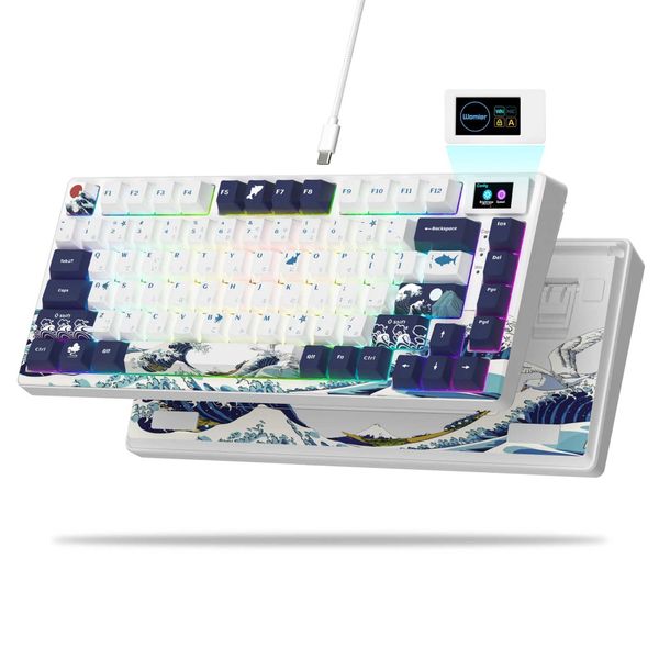 Keyboards Female SK80 pad installation mechanical keyboard 81 key gaming keyboard 75 heat exchange RGB gaming keyboard with smart display su