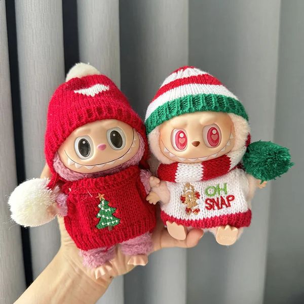 Mini Plush DollS Clothes Outfit Accessories For Korea Kpop Labubu V2 Idol Sit down party christmas cookie man love hat Clothing 241121