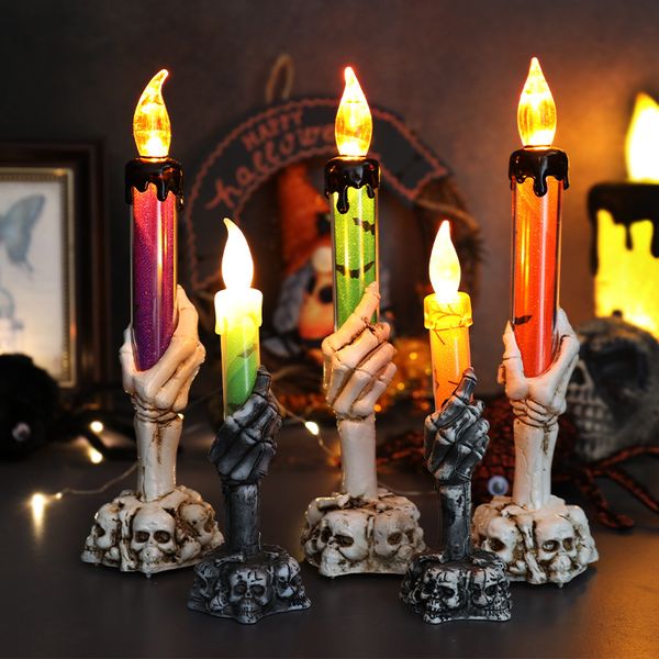 50pcs Halloween Ghost Hand LED Candle Light Night Light Party Bar Glowing Horrible Layout Decoration Prop Table Lamp