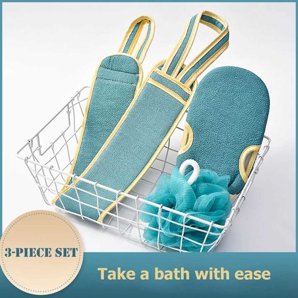 3 pieces-set exfoliating cloth gloves body cleaning soft brush home hotel bathroom shower ball rear washer set skin towel bathroom Y240928