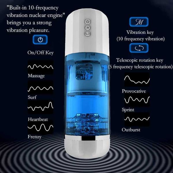 Automatic Telescopic Rotation Masturbation Cup Simulation Silicone Vagina Oral Sucking Vibrator Adult Masturbation Toys For Men Z241210