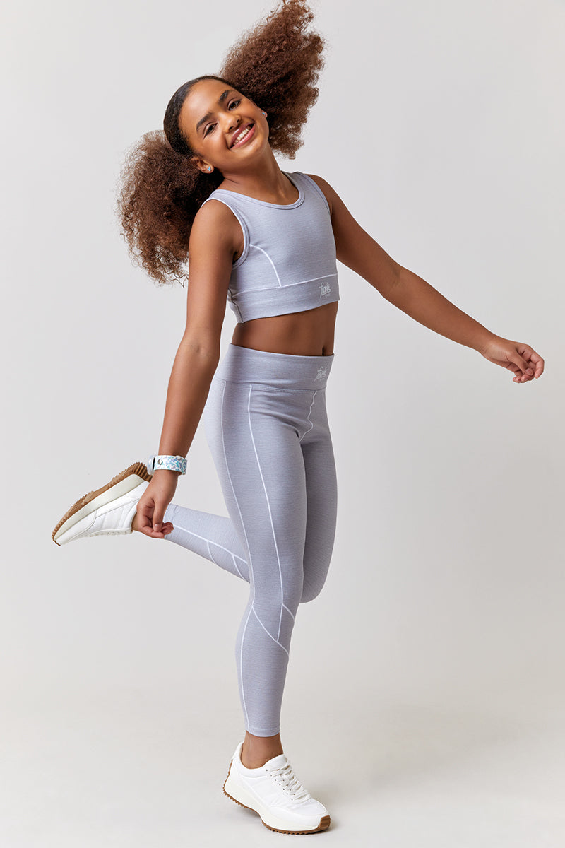 Girl's franki Sport Heather Gray Leggings  by Franki by Francesca's - Size: 12