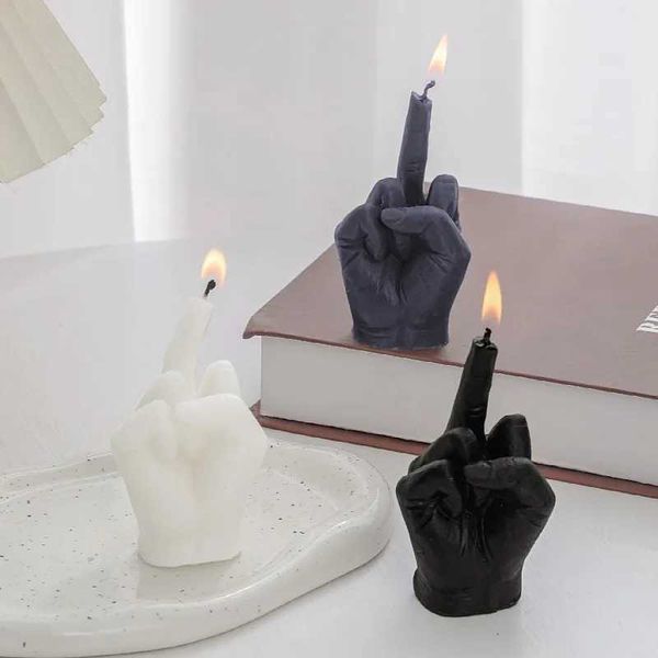 Candles Scented Candle With Funny Middle Finger Soy Wax Desktop Home Decoration Birthday Gift Ornaments White Candle For Aromatherapy L24091