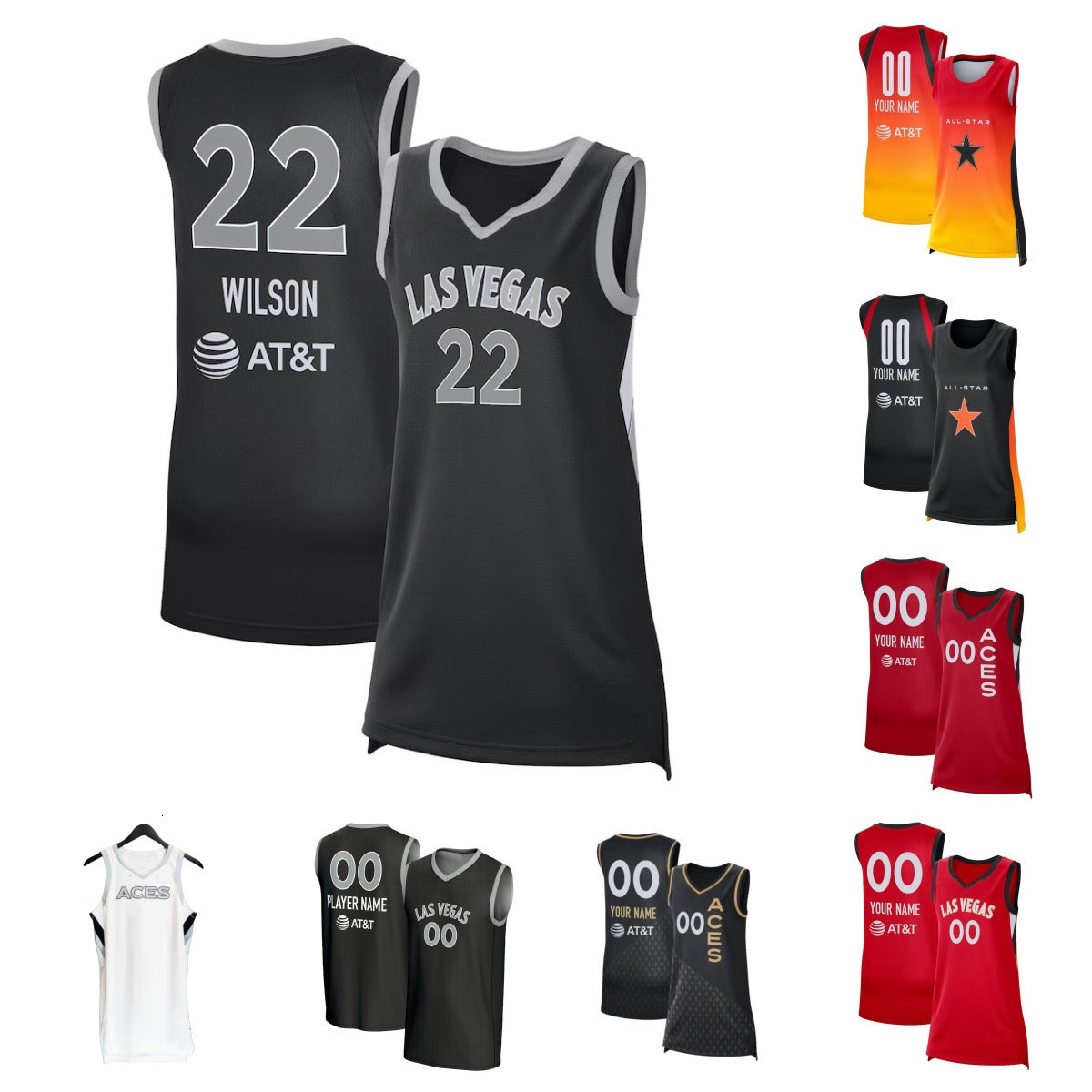 Jackie Young Aces Jersey Basketball A&#039;ja Wilsons Gray Jewell Loyd NaLyssa Smith Dana Evans Kierstan Bell Aaliyah Nye Megan Gustafson Kiah Stoke