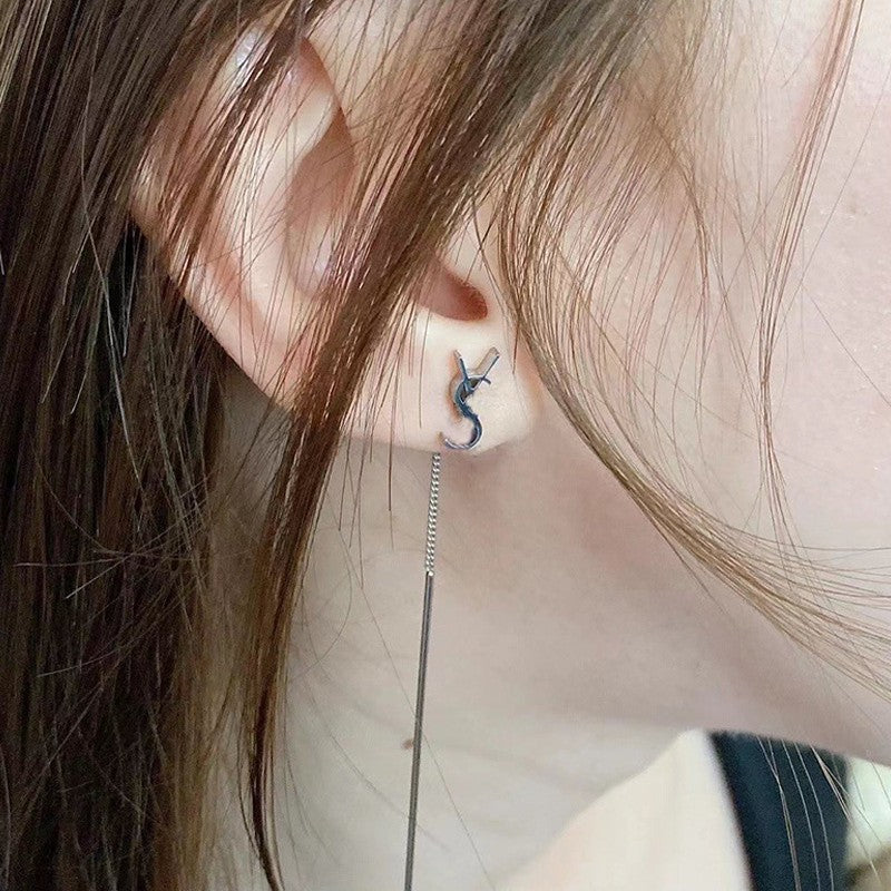 Brand Designer Diamond Stud Earrings Designer Jewelry Fashion Silver Earring For Lady Women Party Studs Hoops Wedding Engagement Tassel Ear Thread D