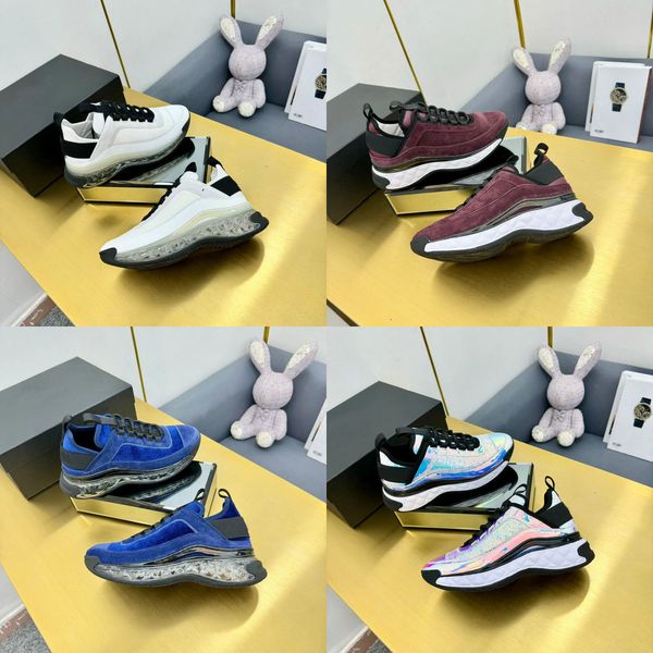 dress shoes chan designer running shoes luxury trainer women sports laceup sneakers 100% calfskin nylon reflective new sdfsf fabric suede up