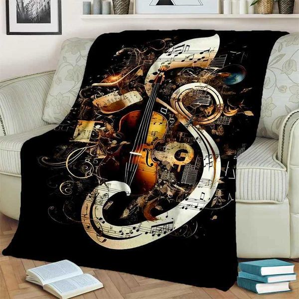3D Colorful Musical Note Music Score BlanketSoft Throw Blanket for Home Bedroom Bed Sofa Picnic Travel Office Cover Blanket KidXJ240813