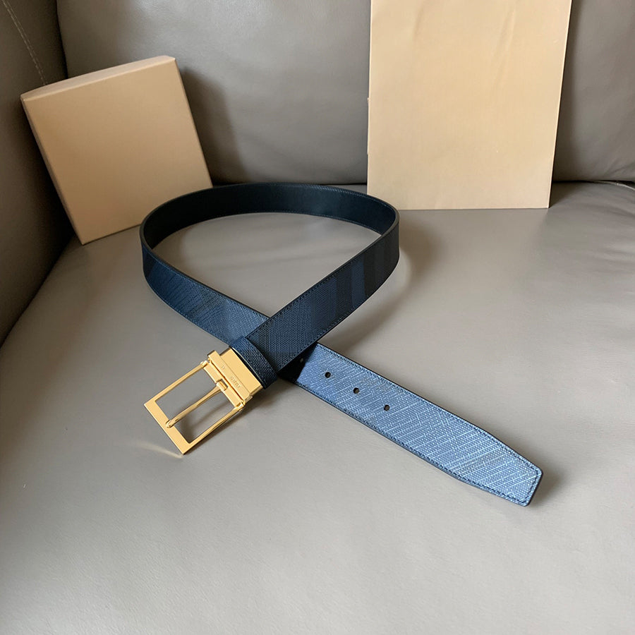 Simple Men&#039;s Belt Reversible Splicing Color Buckle Cowhide Belt Soft Comfortable Versatile Leather Material Belt 3.5cm Width Adjustable Narrow