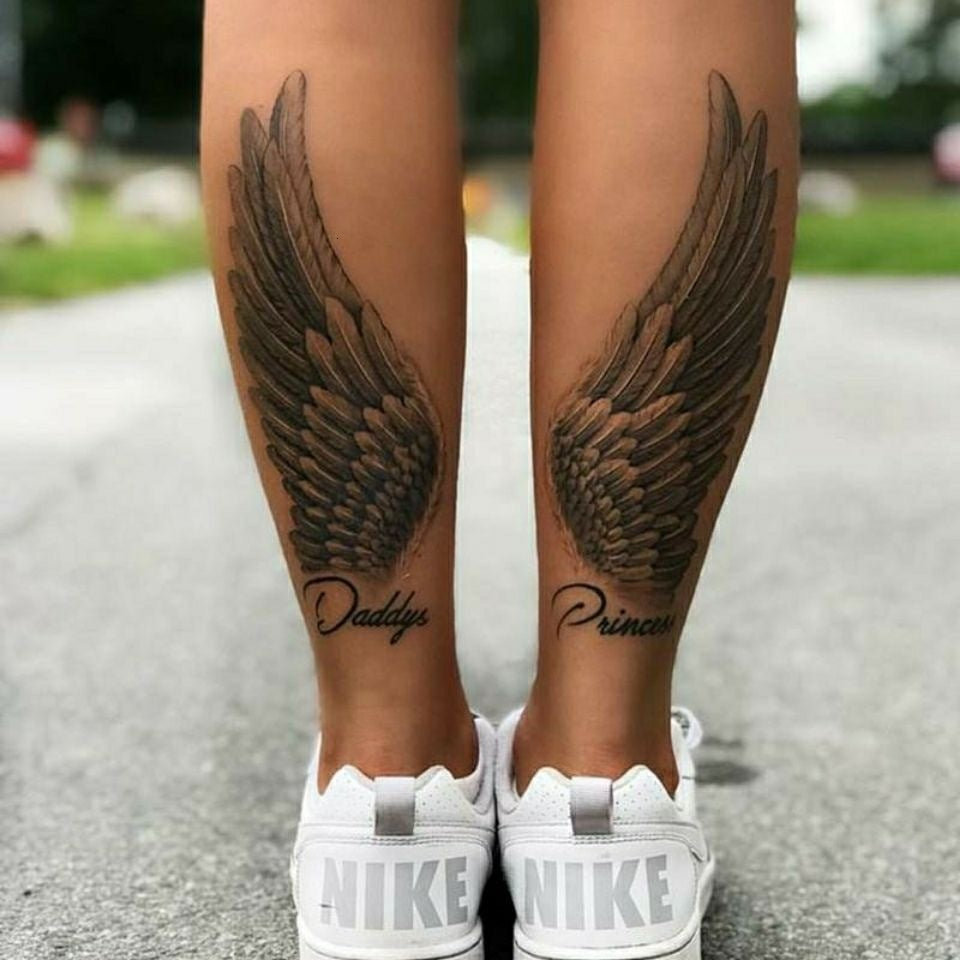 Temporary Tattoos 2PCS The Angel s Wing Tattoo Stickers For Men Women Leg Arm Body Art Tattos Waterproof Flash Decals Tatoos 230812