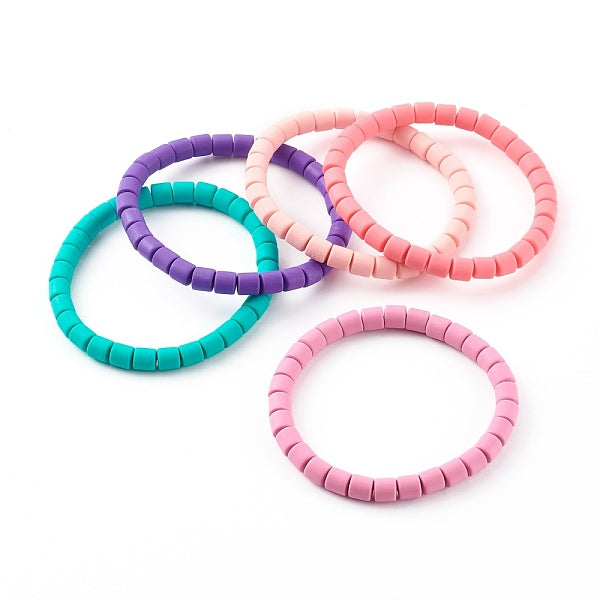 Handmade Polymer Clay Beaded Stretch Bracelets