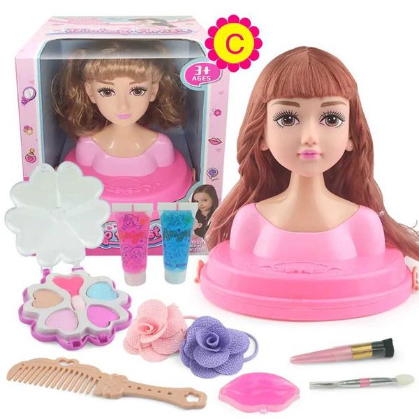Beauty Fashion Doll shaped Head Makeup Comb Hair Toy Doll Set Pretend to Play Princess Dress Up Play Toy Little Girl Makeup Learning H241017