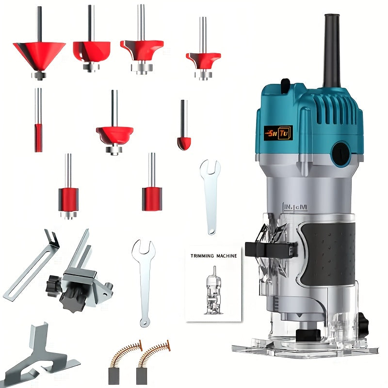 TEMU Compact 800w Wood Router - Router For Woodworking With 35000rpm, Edge Guide, And Roller Guide For Precise Trimming And Profiling