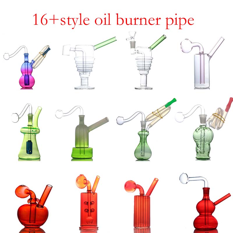 20+ Style Glass Oil Burner Bubbler Water Pipes Hookah Bong Bubbles Smart Recycle Filter Portable Hand Smoking Dab Rigs colorful and design
