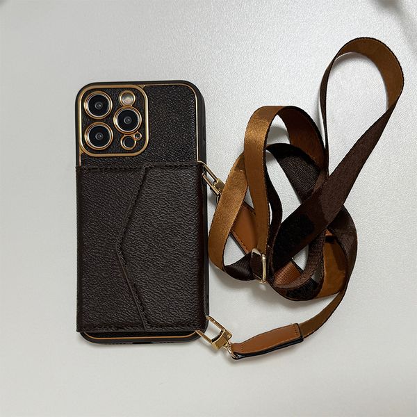 Luxury Leather Flip Wallet Phone Case for iPhone 16 15 14 Crossbody Strap Card Holder Magnetic Tab Closure Chromed Lens Ring Hardwares Back