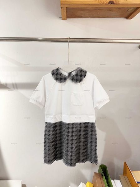 Luxury lapel girls skirt summer Doll collar design Princess dress Doll bear kids designer clothes High quality Stripe printing baby partydre