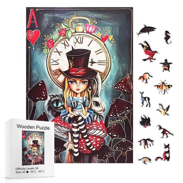 Unique Red Peach Wooden Puzzle Witch DIY Craftsmanship Fun Adult and Children Wooden Puzzle Gifts 3D Games Educational Puzzles W241109