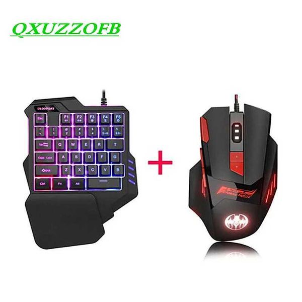 Gaming Keyboard Single Hand Mini Usb Wired 35keys 6400DPI Mouse Combos One Handedly for Mobile Smartphone 7Colors LED Backlight X250203