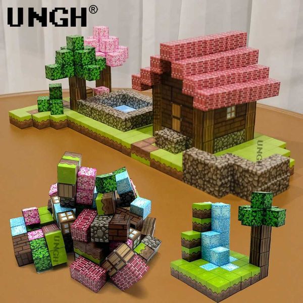 UNGH 50-200PCS Magnetic Block Building Block Magnet Puzzle Toy Building Set STEM Construction DIY Educational Toy GiftsC250210