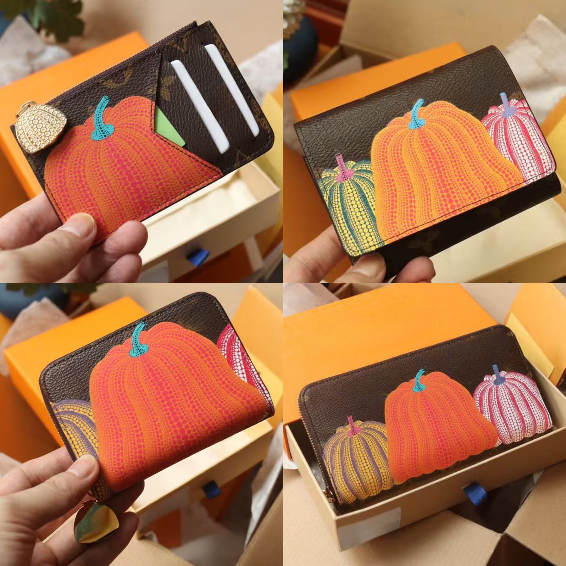 Charms Pocket Yayoi Kusama pumpkin Wallet Lisa Wallet designer card holder designer wallet