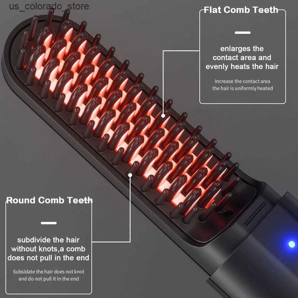 Electric Hair Brushes Cordless Beard Straightener for Men Brush Fast Heated Wireless Hot Comb L240910 L0910