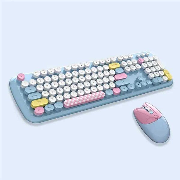 MOFII 2.4G Wireless Keyboard Set Wireless Keyboard and Mouse Combo Retro Wireless Keyboard with Round Keycap Cute Wireless Mouse X250203
