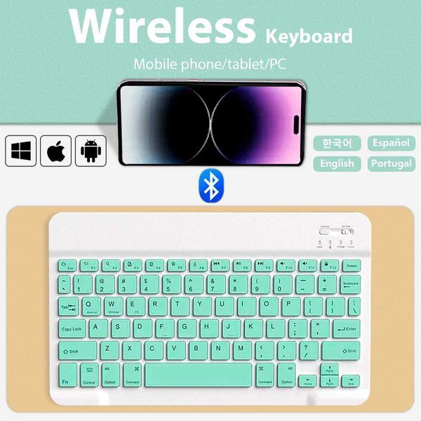 Keyboards Bluetooth Wireless Keyboard For Mobile Phone Tablet PC Durable Bluetooth Keyboard Mobile Phone Accessories Green Mini Keyboard z24