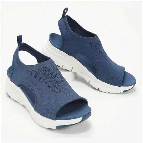 Women Summer Shoes 2024 Mesh Fish Platform Sandals Womens Open Toe Wedge Sandals Ladies Light Casual Shoes Zapatillas Muje CL24806