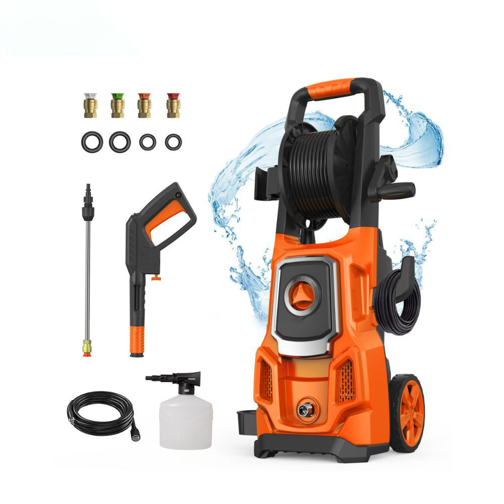 TEMU 4000psi Max 2.6 Gpm Electric High Pressure Washer, Power Washer With Hose Reel, Car Wash Machine With 4 Quick Connect Nozzles, Foam Cannon, For