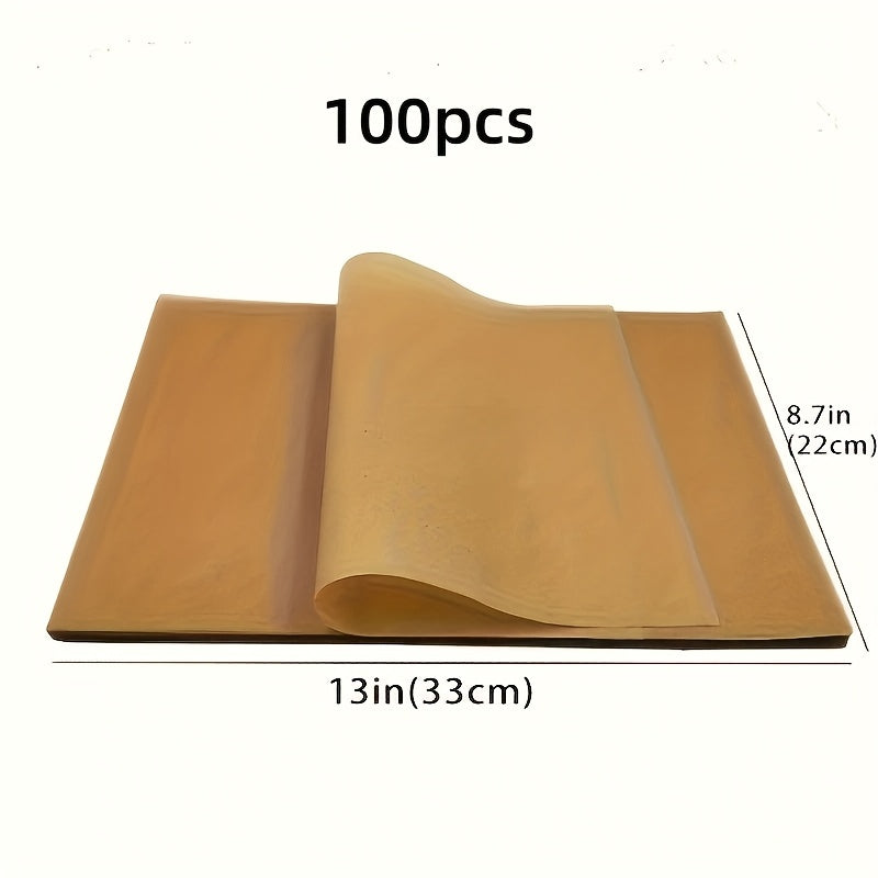 TEMU 1 Set Of 100pcs Pre-cut Baking Paper - 9x13inch Unbleached , Half Baking Sheet Size - Suitable For Baking, Cooking, Grilling, Air Fryer, Steam,