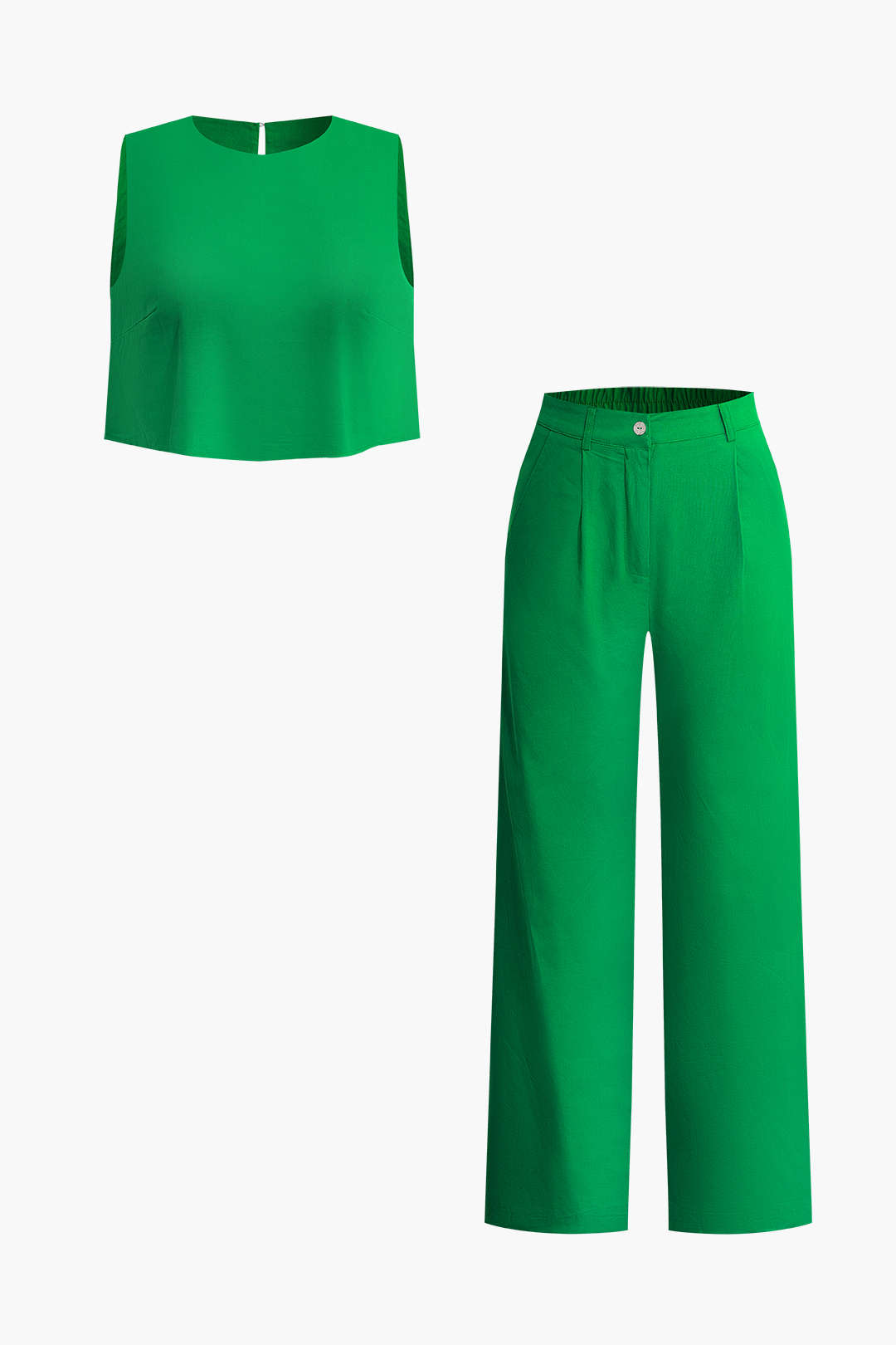 Basic Crop Tank Top And Pants Set