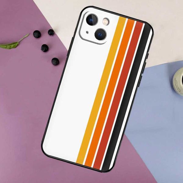 Cellphone Case Retro striped aesthetic retro phone case suitable for iPhone 11 12 13 14 15 Pro Max Mini 7 8 Plus X XR XS Max bumper cover G2