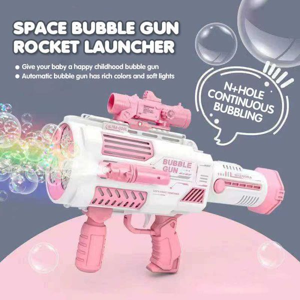 Novelty Games N-Hole childrens electric bubble gun space rocket launcher bubble machine soap and hair dryer with lights outdoor games childr