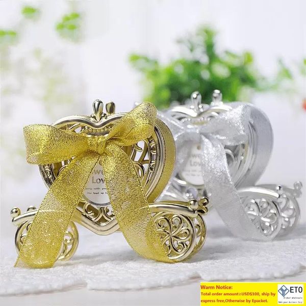 Bowknot Heart Carriage Candy Box Silver Golden Color Gifts Boxes Creative Containers For Wedding Party Favors