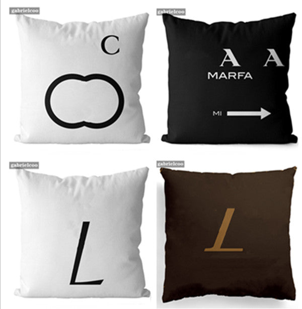 Designer Colorful Black white brown Pillow Classic Letter Printed Home Throw Pillow Cover Minimalist Sofa Decoration Cushion 45 * 45 cm Pillow Core