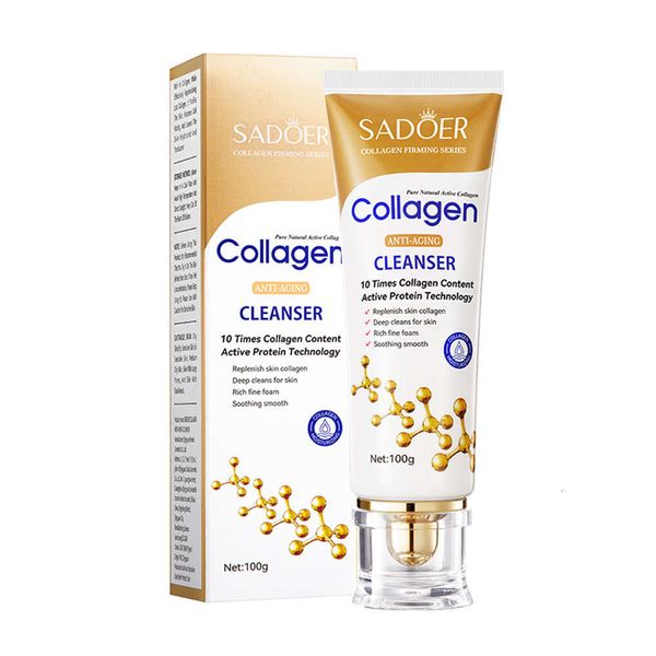 100g Collagen Foam Facial Cleanser Deep Cleansing Moisturizing Blackhead Removal Oil Control Brighten Face Cleaner Skin Care
