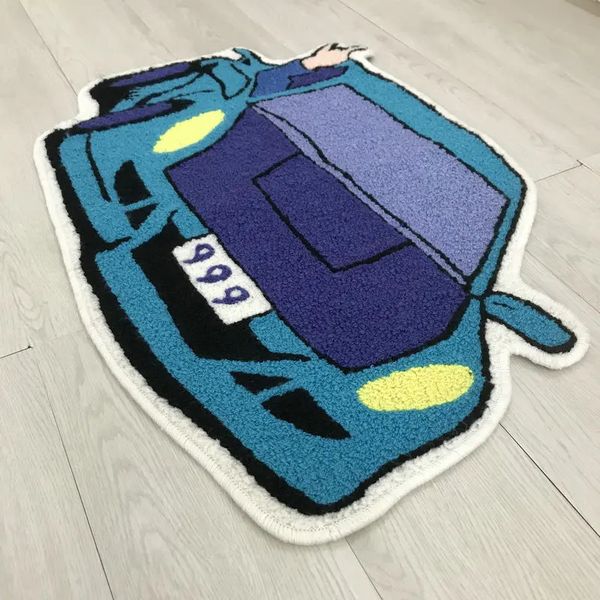 Fashion Car Shape Carpet Handmade Embroidered Plush Rug Children Living Room Bedroom Decor Floor Mat Doormat 75X50cm 250110